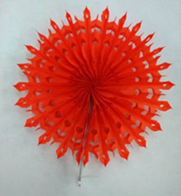 China Factory direct fan flower fan holiday party decoration paper craft paper fan flower hollow fan flower；red，yellow，green supplier
