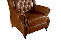 Vintage High Back Brown Leather Recliner Chair High Density Foam / Sponge