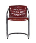 Iron Frame Leather Dining Room Chairs , Oxblood Red Real Leather Dining Chairs
