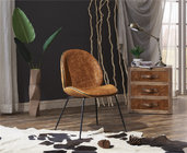 Beautiful Looking Leather Leisure Chair Black Matte Paint Metal Legs Room Decoration