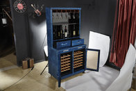 Strong Canvas Bar Storage Cabinet , Wine Cabinet Furniture Brass Nails Decoration