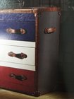 Brushed Steel Antique Steamer Trunk , Leather Steamer Trunk Side Cabinet 3 Layers