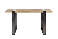 Natural Waterproof Pine Wood Dining Room Tables Matt Light Iron Legs Original Color