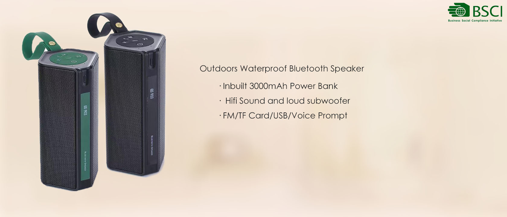 JR 4.2 High Quality 10W Waterproof Portable Hifi Bluetooth Speaker with 3000mAh inbuilt Power bank