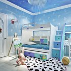 3D printing eco-friendly nonwoven blue boy bedroom wallpaper kids room