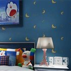 Eco-friendly non woven waterproof cartoon kids room 3d wall paper blue