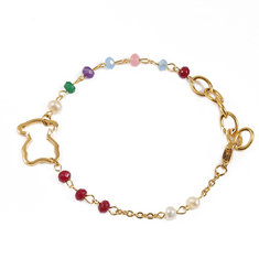 China Handmade Stainless Steel Gold Plated Bracelet Bead Charm Bracelets For Girls Party supplier