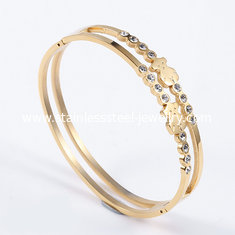 China Gold Plating Stainless steel Bangles / Ladies Stainless Steel Crystal Bracelets supplier