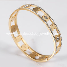 China Stainless Steel Custom Charm Bracelets , Gold Plated Bangle Bracelets For Women Jewelry supplier