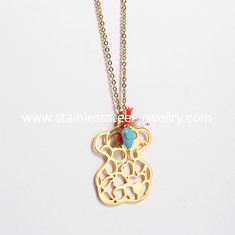 China Touch Love 316 Stainless Steel Pendant Necklace Gold Color With Turquoise supplier