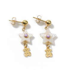 China Gold Plated Stainless Steel Jewellry For Girl , Cute Star Earrings supplier