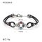 Two Color Stainless Steel Bracelets Black Leather Rope With Stone supplier