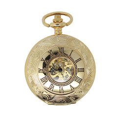 China Luxury Hollow Pocket Watches For Men Gold , Round Retro  Pocket Watch with metal Chain supplier