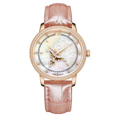 China 2019 New Automatic Mechanical Watch Women Watch Fashion Leather Strap watch supplier