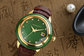 Men's Mechanical Automatic Watch With Jade Dial , Automatic Leather Watch supplier