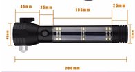 Solar Charging LED Flashlight with Compass, Safety Hammer,Belt Cutter,Magnet .