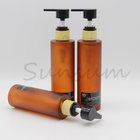 200ml 250ml Amber Frosted Plastic Shampoo Bottle with Bamboo Lotion Pump