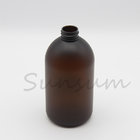 Hot Sales 500ml Amber Frosted Plastic Shampoo Bottle with Bamboo Lotion Pump