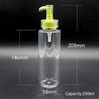 350ml Transparent PET Plastic Bottle with Lotion Pump for Shampoo and Shower Gel
