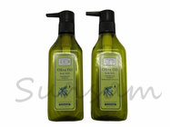 250ml Olive-green Square Plastic Cosmetic Shampoo Bottle with Lotion Pump