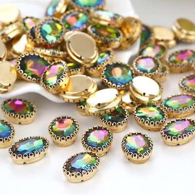 China Oval D Chain Gold Claw Sewing Rhinestones Sets Handiwork Craft Couture Fashion Design Trims Shiny Beads Flower Claw supplier