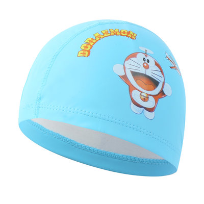 China Cartoon dolphin waterproof PU long hair fabric ear protection kids swimming pool water sport swimming cap hat for boys supplier