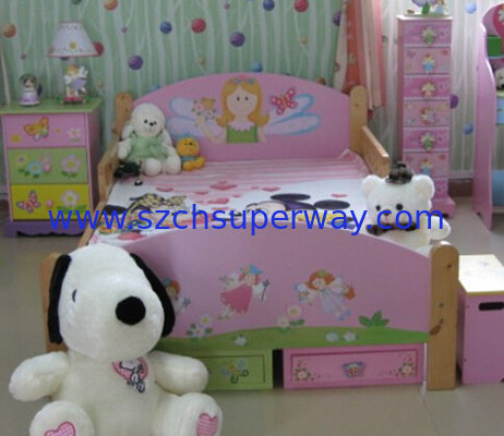 Superway Hot Sale Preschool Wooden Furniture Single Children Bed High Quali for boyYT10006