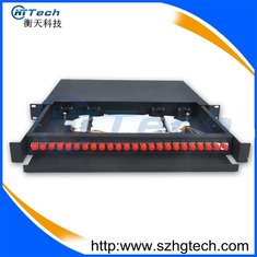 China Drawer type 1U 24Port  FC Fiber Optic Patch Panel, Sliding Fiber Patch Panel supplier