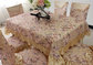 Satin border floral cotton tablecloth and chair cover set, supplier