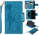Huawei P10 Leather Folio Book Style Case Wallet,Built-in Cosmetology Mirror & 9 Card Slots Cash Pocket