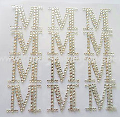 M Letter alphabet acrylic sticker rhinestone sticker for wedding/crafts