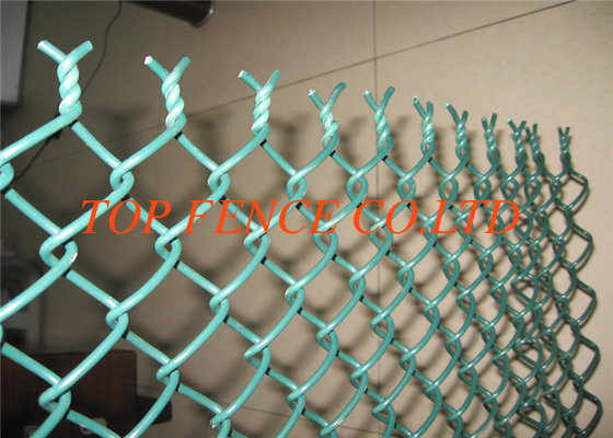 Green PVC Coated Chain Link Fencing , Playground Plastic Coated Wire Mesh Fence