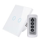 EU Standard Remote Switch, 220~250V Wall Light Remote Touch Switch 2 gang 1 way