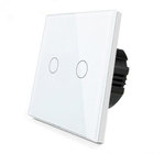 2 gang white toughened glass panel waterproof and fireproof touch sensor light switch