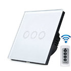 EU Standard White Crystal Glass Panel Touch Switch AC220V Wireless Remote Control Touch Light Switch
