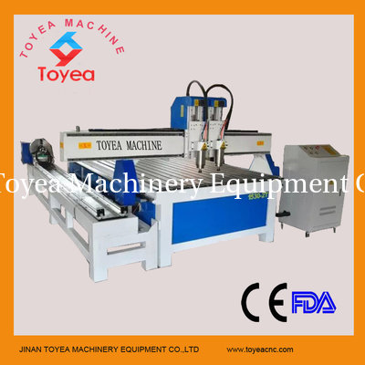 wood furniture cnc engraving machine with rotary axis  with twin-heads DSP control system TYE-1530X-2