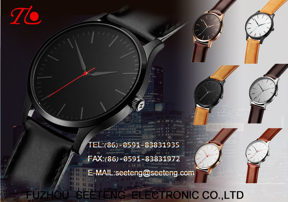 China High Quality Stainless Steel Quartz Wrist Watches business style PU leather band  for Men supplier