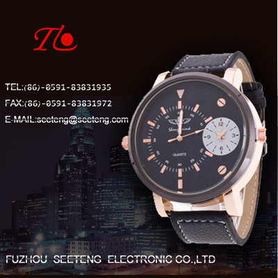 China PU leather strap for men watch with double movements colorful band supplier