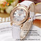 pu colorful leather band patterned dial with diamond inset  fashion ladies watch supplier