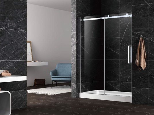China Sliding shower door with flat sliding stainless steel 304 rail shower enclosure 60&quot; width supplier