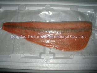 Frozen chum salmon fillets skinless 2.5cm fatline color 13+