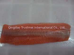 Frozen Pink salmon fillets color 13+ tail folded, belly foled with 2cm fatline skinless boneless
