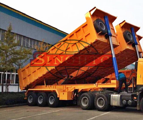 China 28 - 38m3 Semi Dump Trailers High Strength Steel Material Three Axle supplier