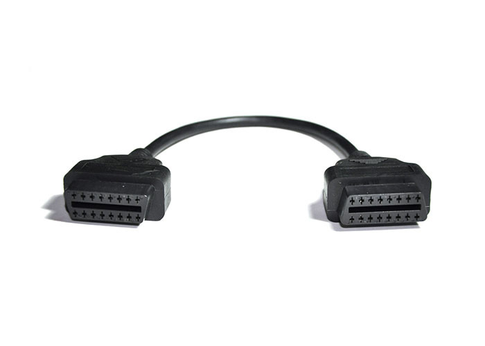 Vehicle 16pin Female Cable For OBD2 Adapter J2534 Black Connectors