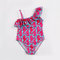 Kid's sea horse  print  one shoulder off swimwear one piece swimsuit supplier