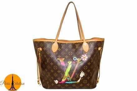 Buy Newest Louis Vuitton Limited Edition Monogram Murakami Moca Neverfull Mm Brown Tote Bag,Cheap Louis Vuitton Totes