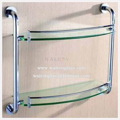 China Double Layer Bathroom Shelf with Clear Tempered/Toughened Glass From China supplier