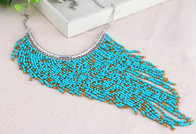2015 Fashion Fake Collar Small Bead Necklace Long Beaded Tassel Statement Necklace
