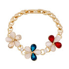 Latest Tpquality eco-friendly wholesale flower gold chain bracelet/drop crystal bracelet
