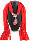 long polyester scarf with resin pendant neckalce